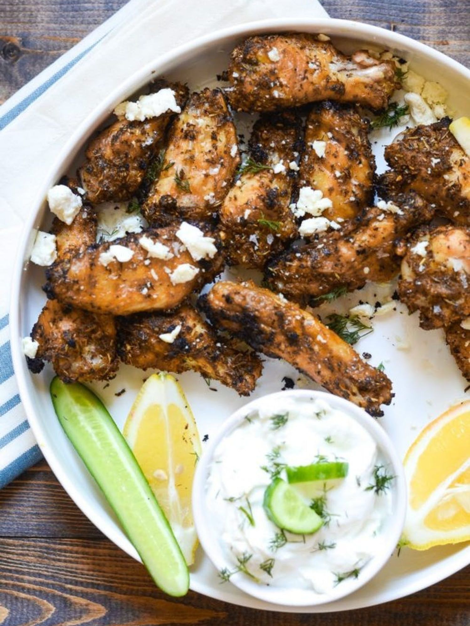 Baked Greek Chicken Wings With Tzatziki