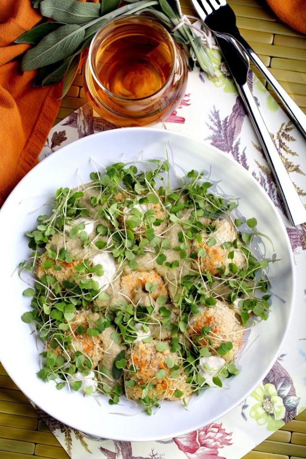 Baked Pumpkin Ravioli With Rubbed Sage Cream