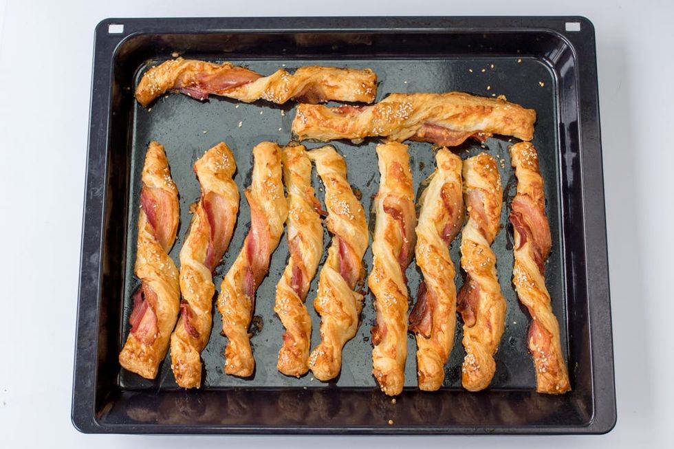 baked twists on a baking tray