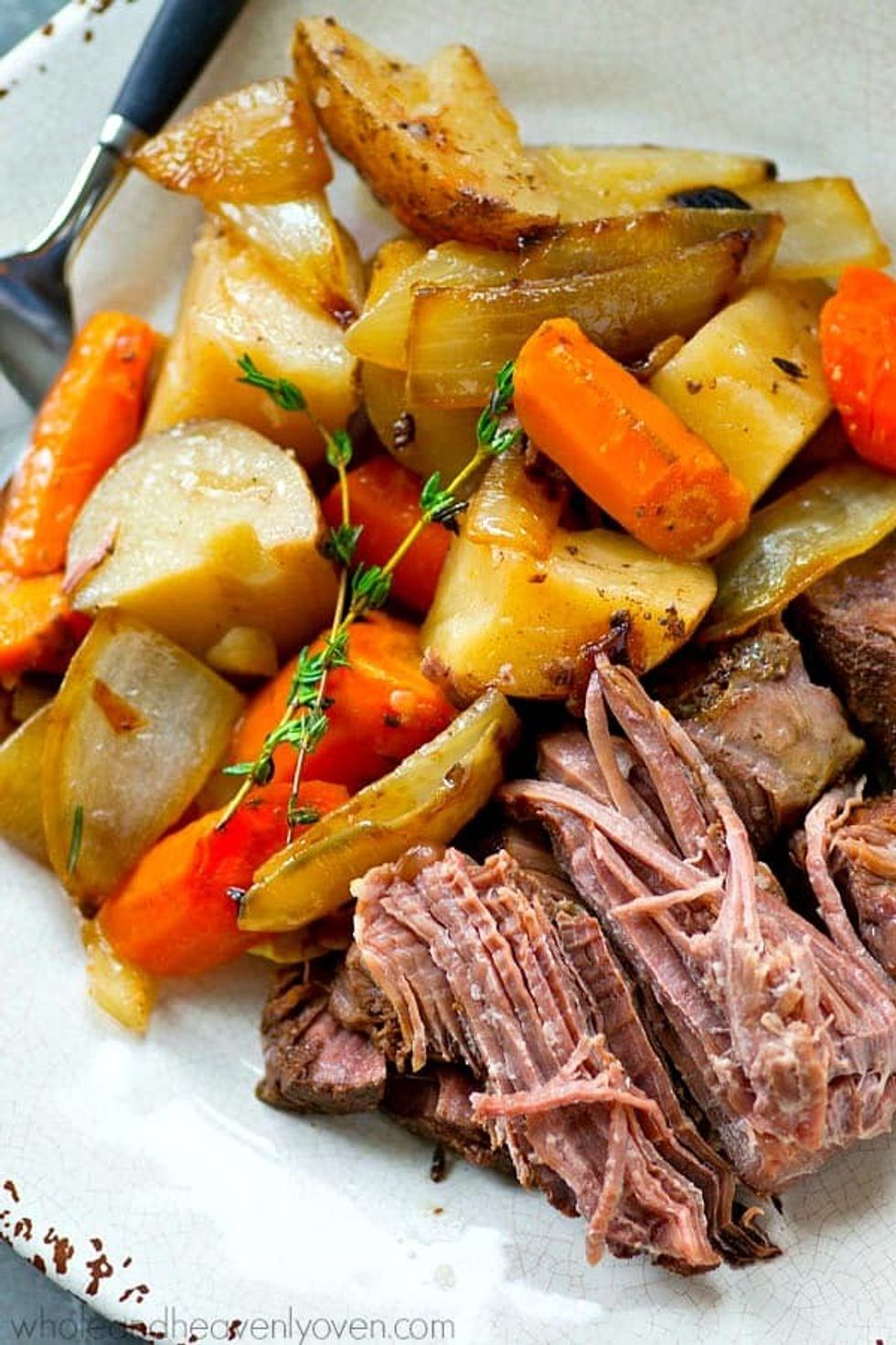 Balsamic Pot Roast with Caramelized Onions + Potatoes