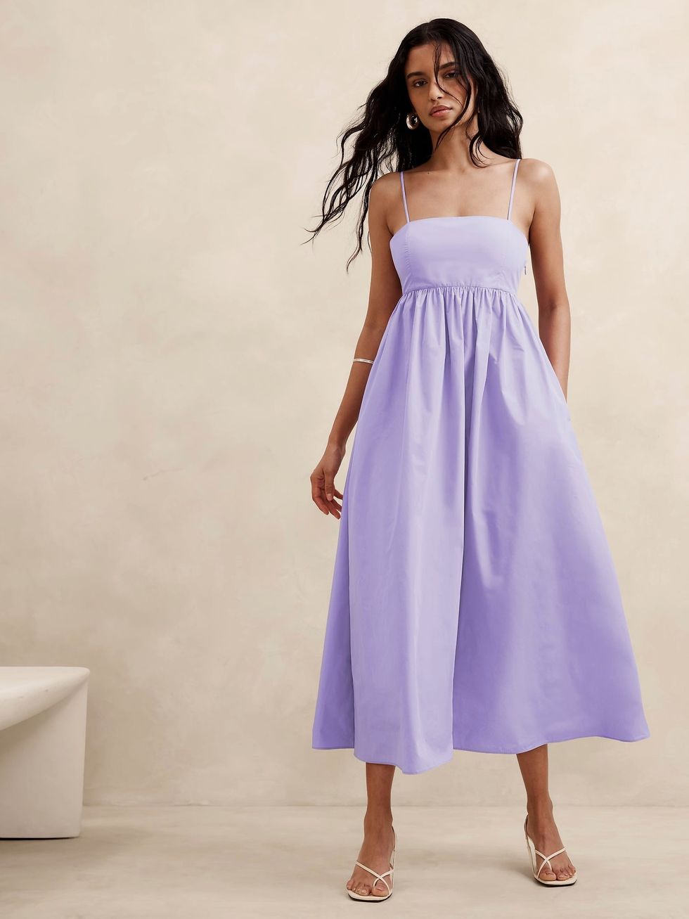 Banana Republic Ariella Taffeta Midi Dress in lilac color