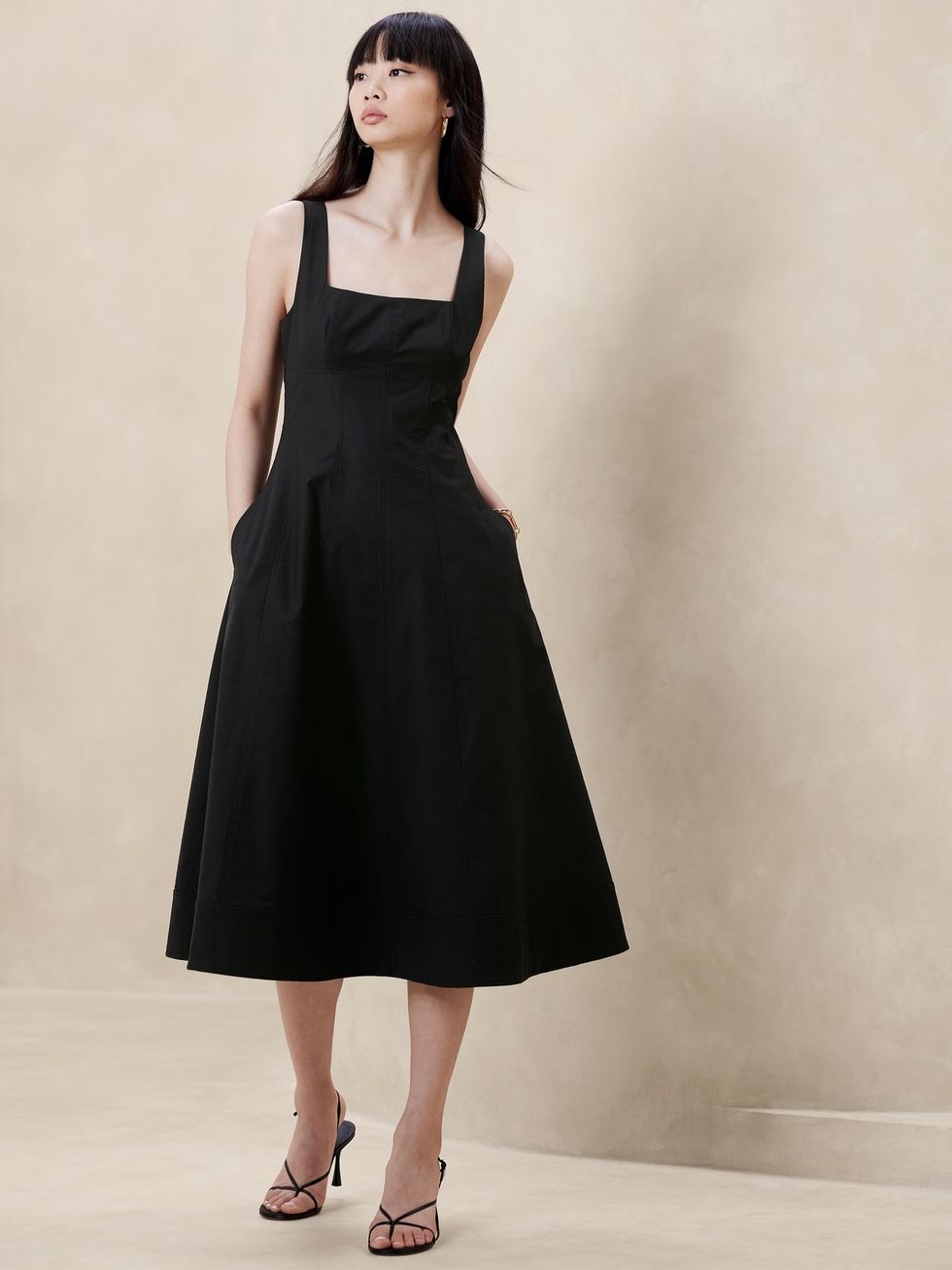 Banana Republic Natalia Square-Neck Midi Dress