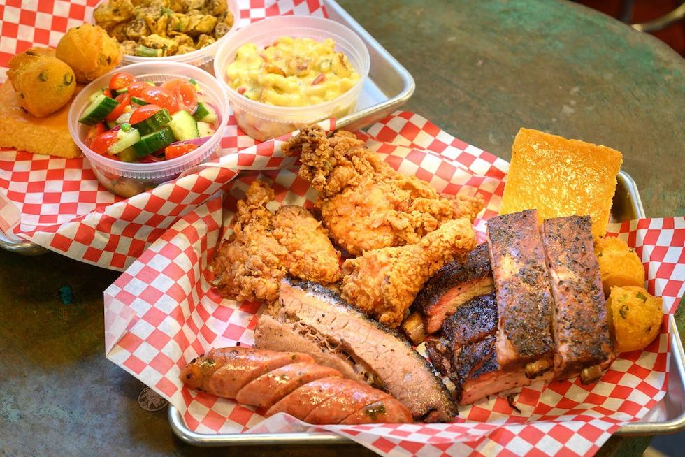barbecue and sides at the slow bone
