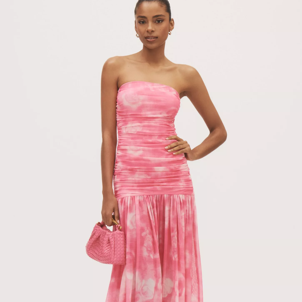 Bardot Solana Strapless Mesh Drop-Waist Midi Dress