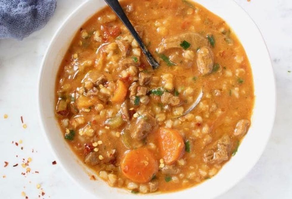 Barley vegan beef stew