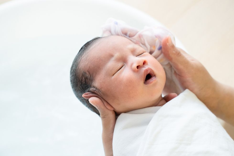 bathing a newborn