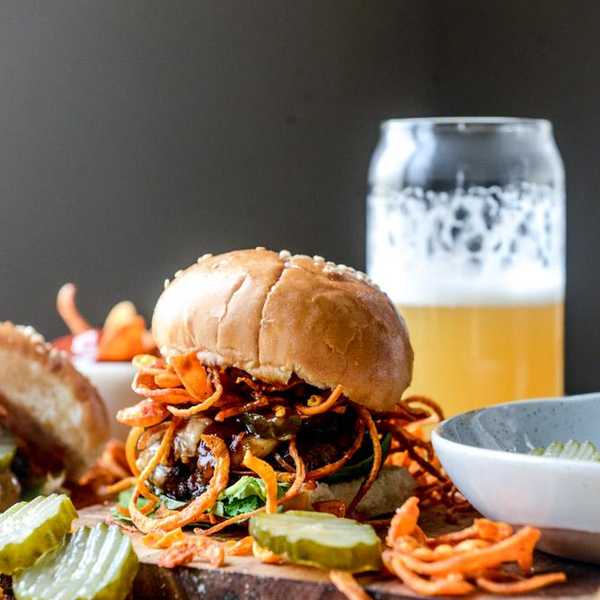 bbq havarti burger recipes with curly fries