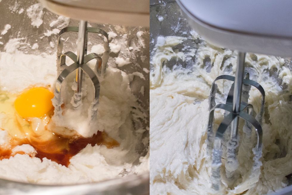 Beat until well combined. Scrape down sides with spatula and re-beat as necessary.