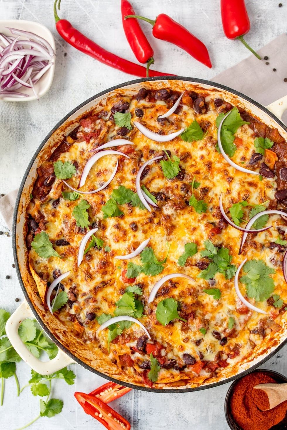 Beef Chili Skillet Lasagna