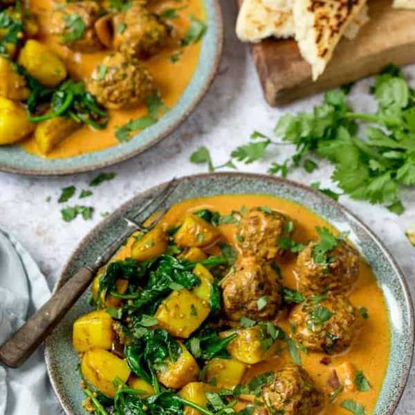 Beef Kofta With Saag Aloo