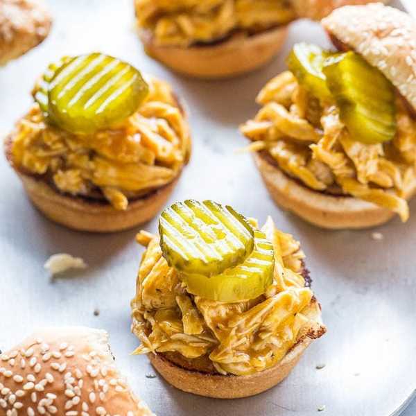 Beer and Bourbon BBQ Chicken Sliders