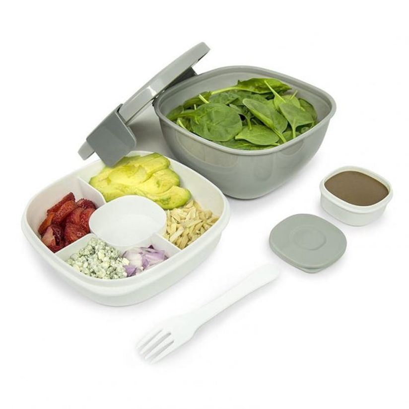 Salad Lunch Containers To Go, Salad Bowls with 3 Compartments, Salad  Tupperware for Salad Toppings, Men, Women