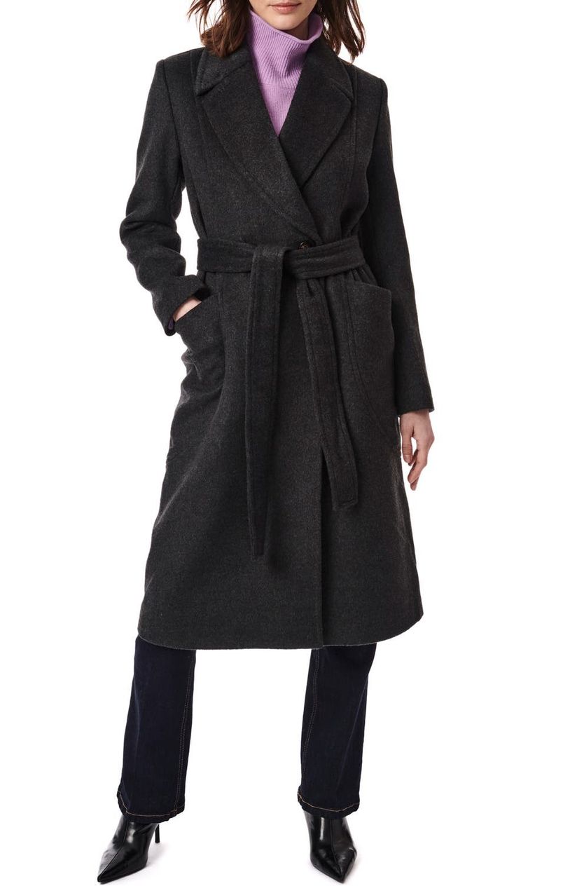 Women's Plus Tailored Self Belted Longline Coat