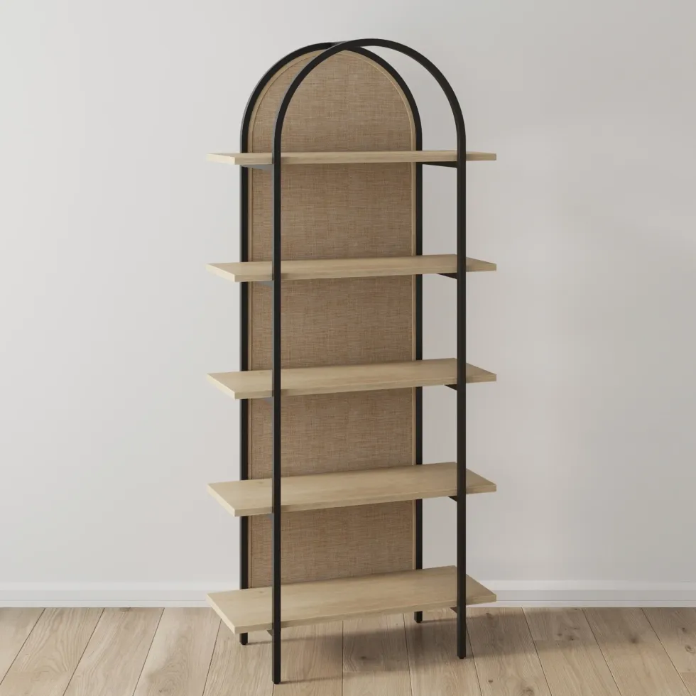 best bookshelves nathan james boho rattan & wood arched bookshelf