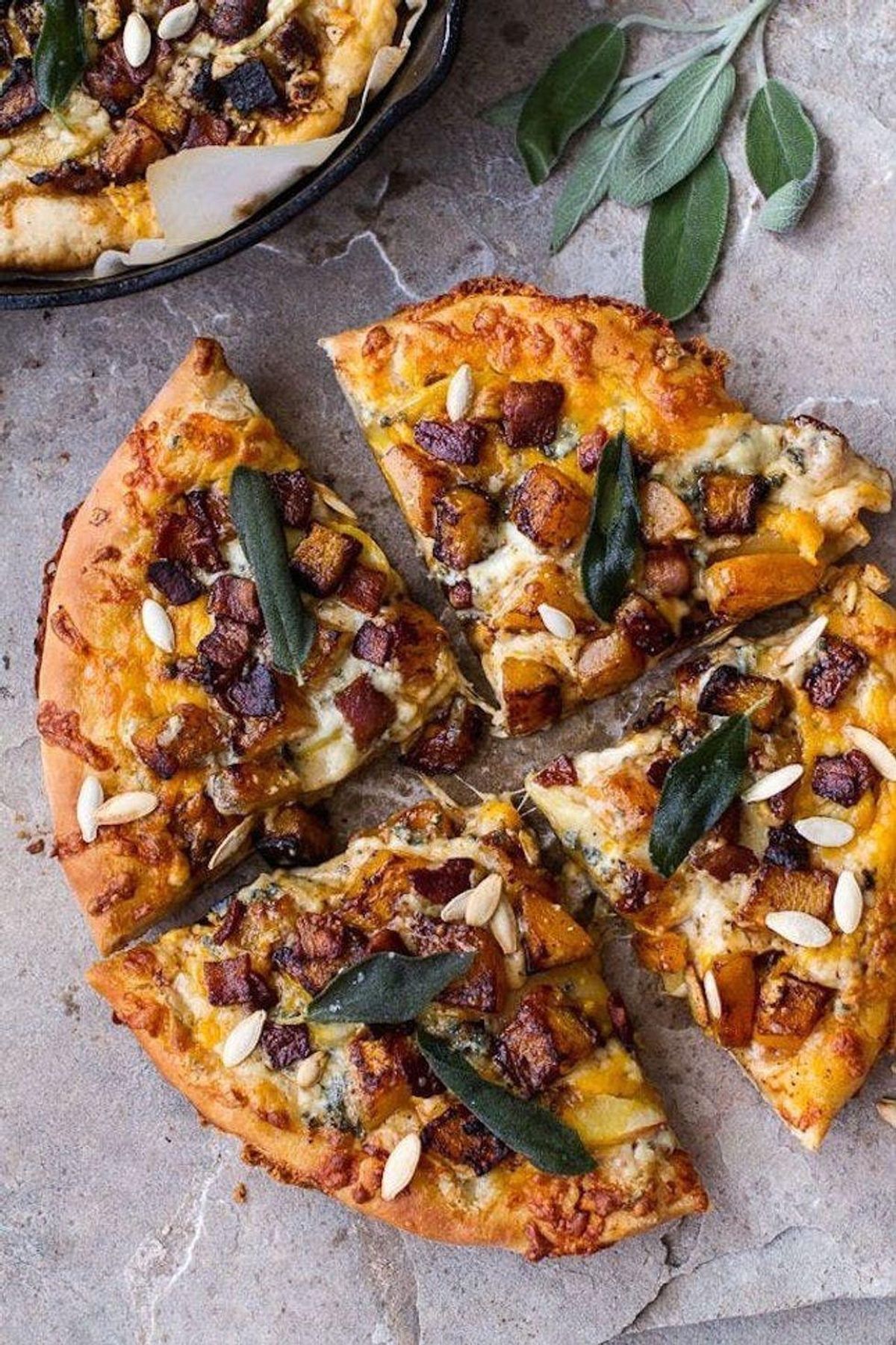 Best Way to Reheat Pizza like this one with Butternut Squash and Bacon toppings