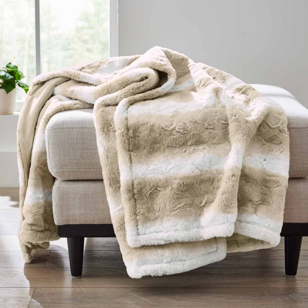 Better Homes & Gardens Almond Biscuit Ombre Faux Fur Throw