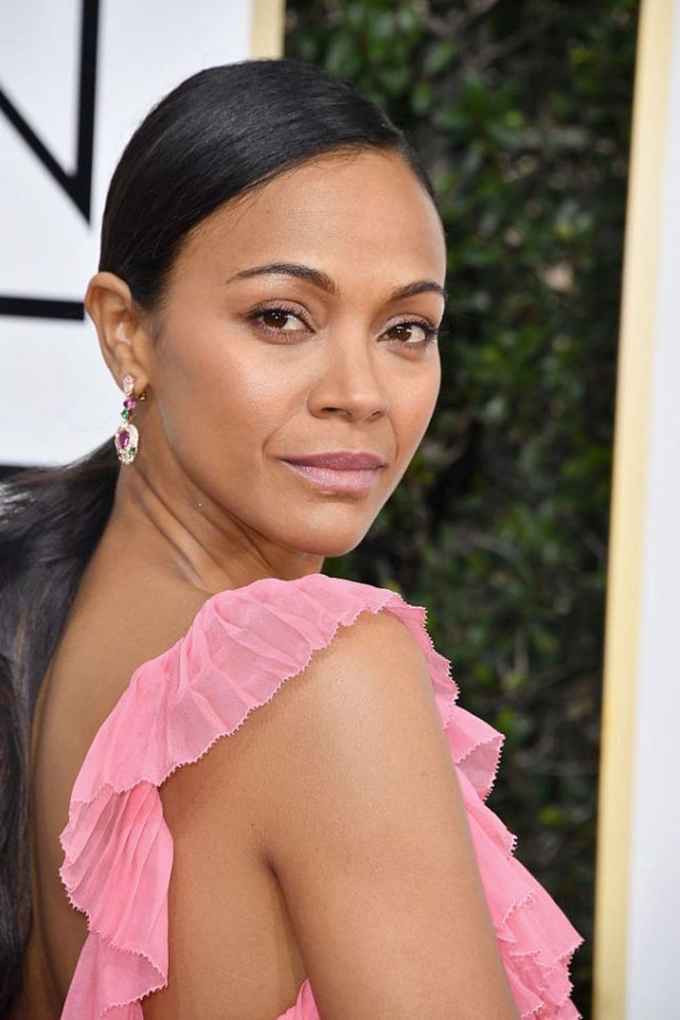 BEVERLY HILLS, CA - JANUARY 08: Actress Zoe Saldana attends the 74th Annual Golden Globe Awards at The Beverly Hilton Hotel on January 8, 2017 in Beverly Hills, California. (Photo by Steve Granitz/WireImage)