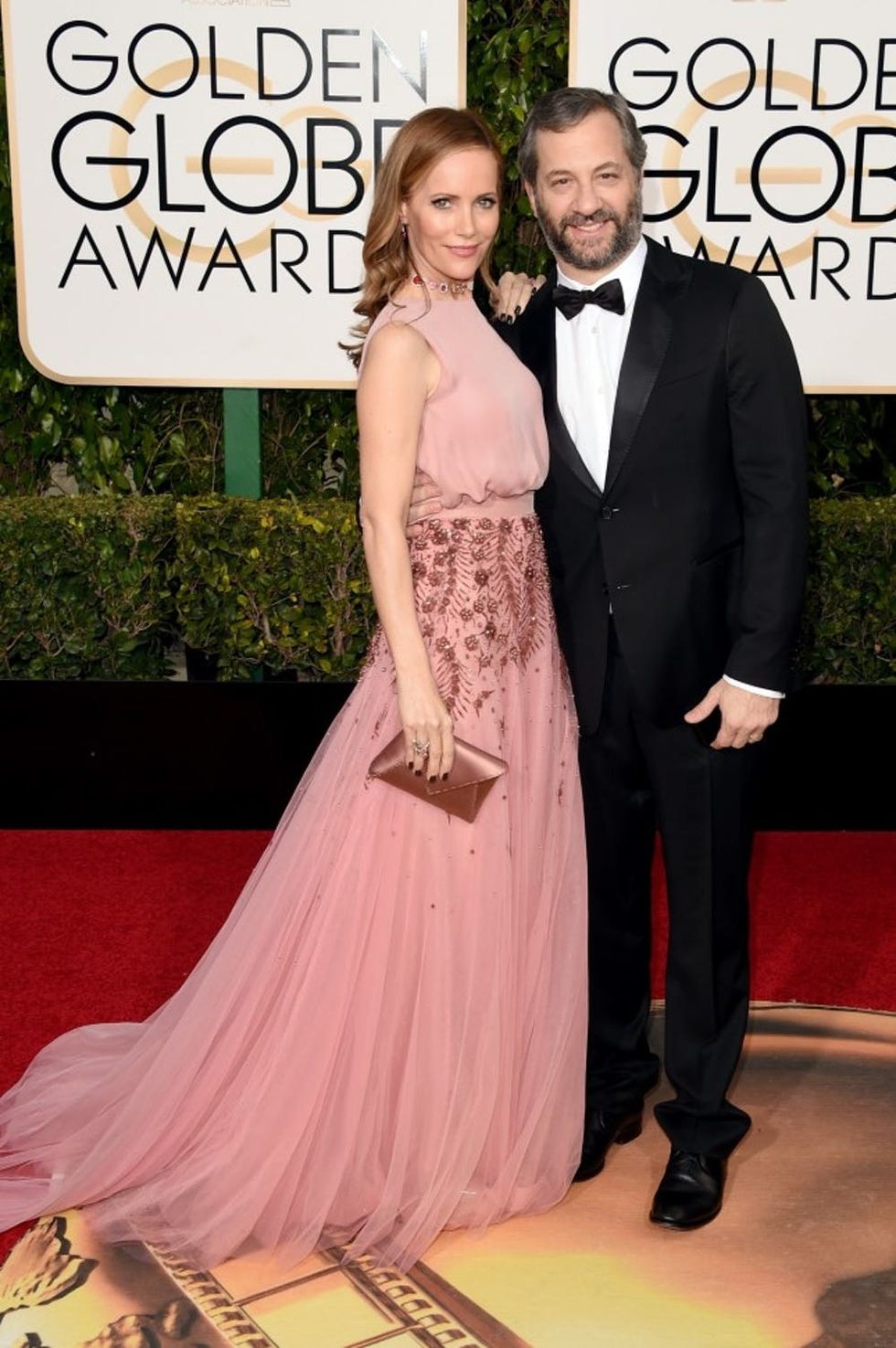 BEVERLY HILLS, CA - JANUARY 10: Actress Leslie Mann and director Judd Apatow attend the 73rd Annual Golden Globe Awards held at the Beverly Hilton Hotel on January 10, 2016 in Beverly Hills, California. (Photo by Jason Merritt/Getty Images)