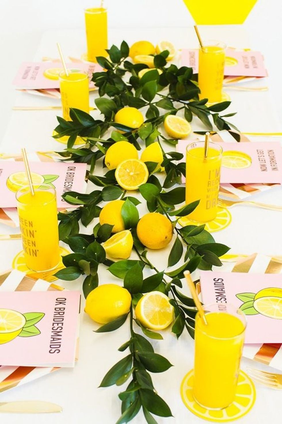 Beyonce's Lemonade lemons and greenery on the table