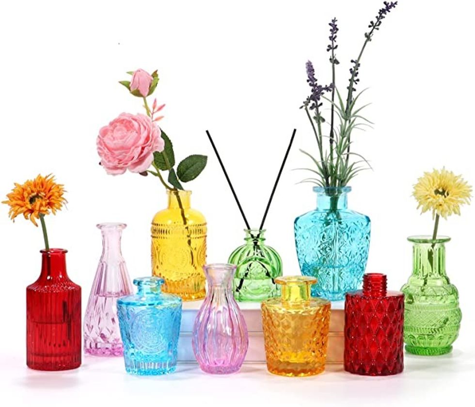BIGIVACA Set of 10 Glass Bud Vases for Flowers