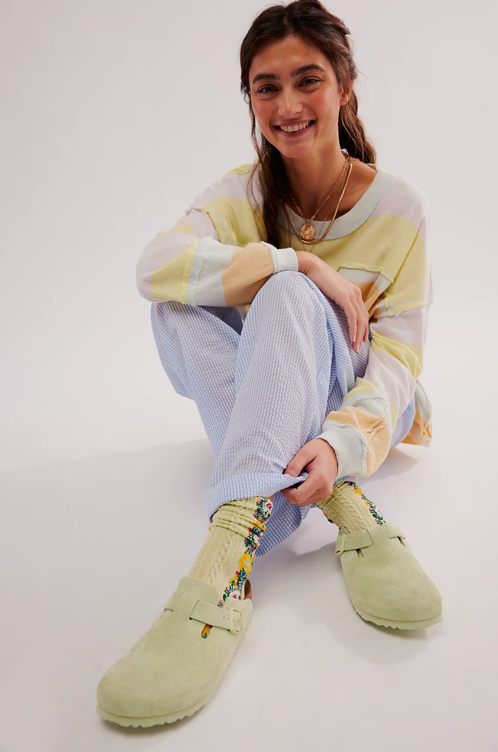 Birkenstock Boston Soft Footbed Clogs in Faded Lime