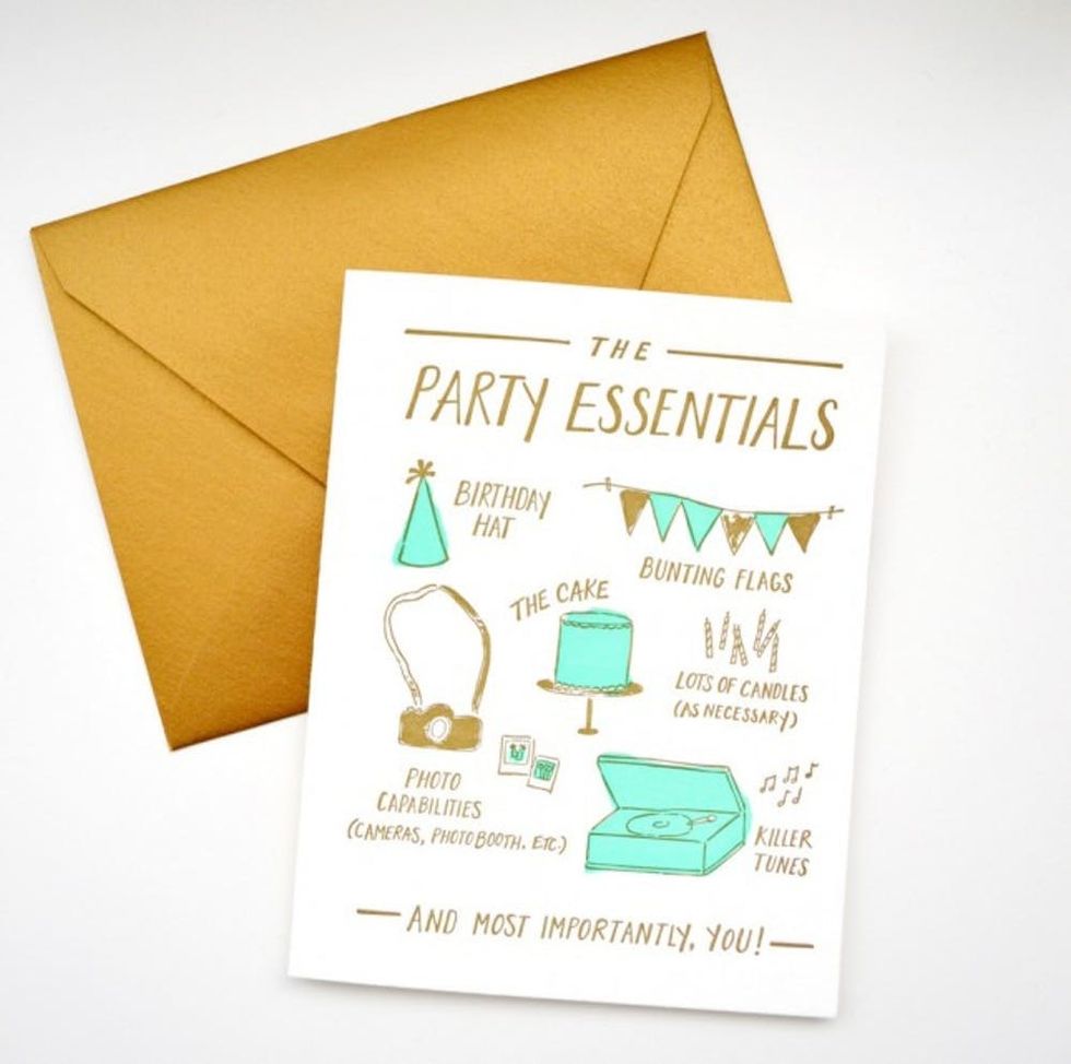 birthday party essentials card