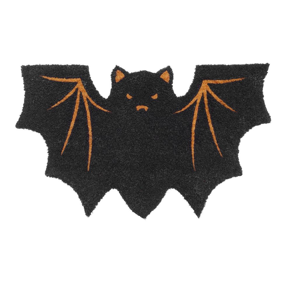 Black and Natural Coir Bat Shaped Doormat