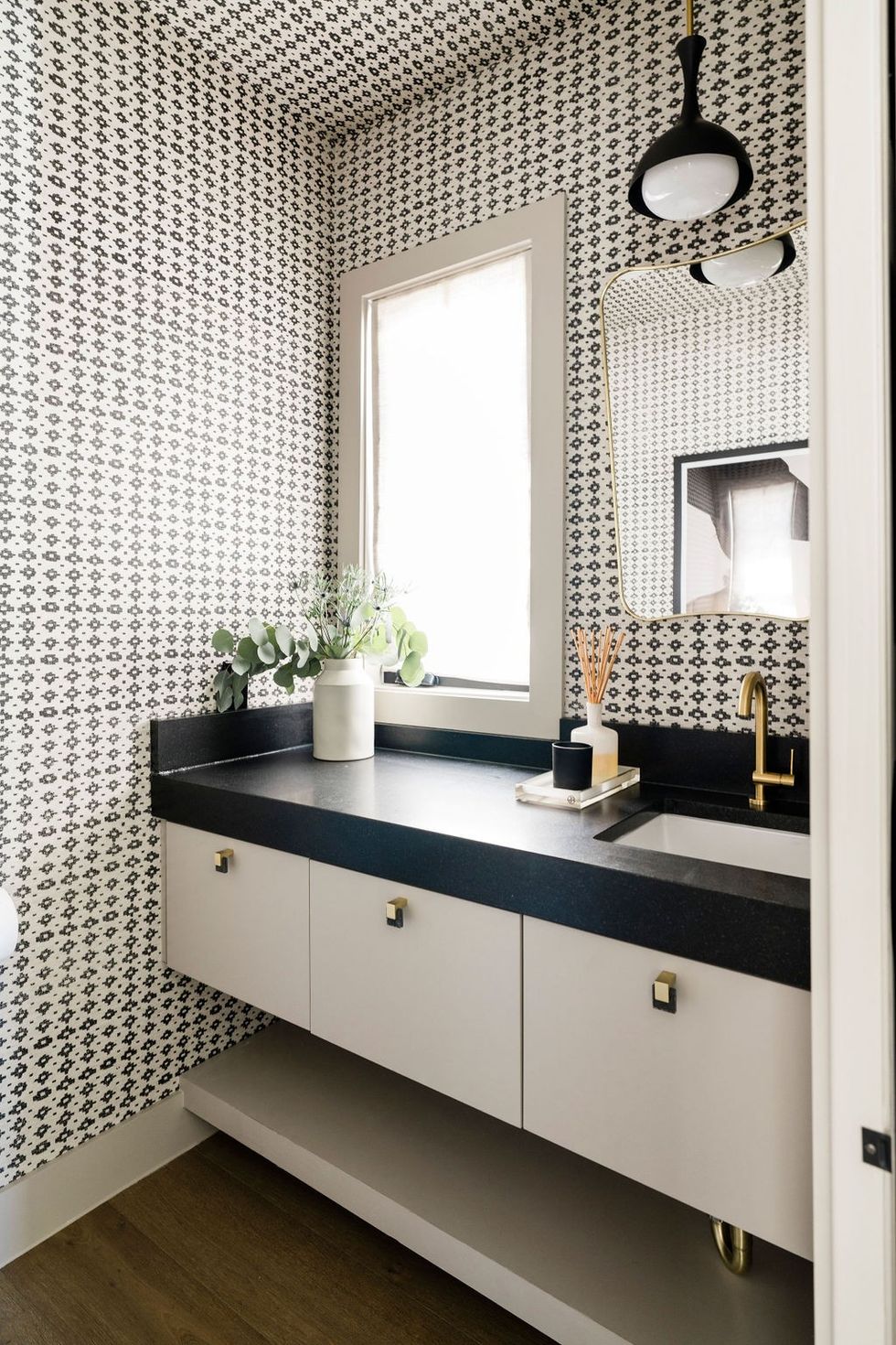 black and white bathroom wallpaper