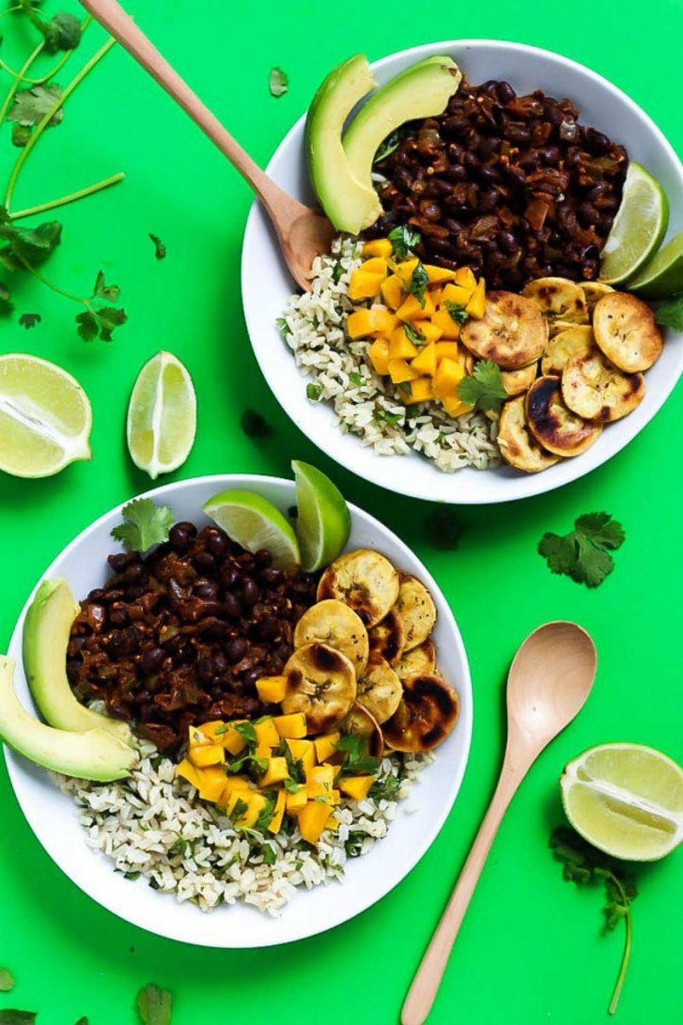 Black Bean Cilantro Lime Rice Bowls With Plantains