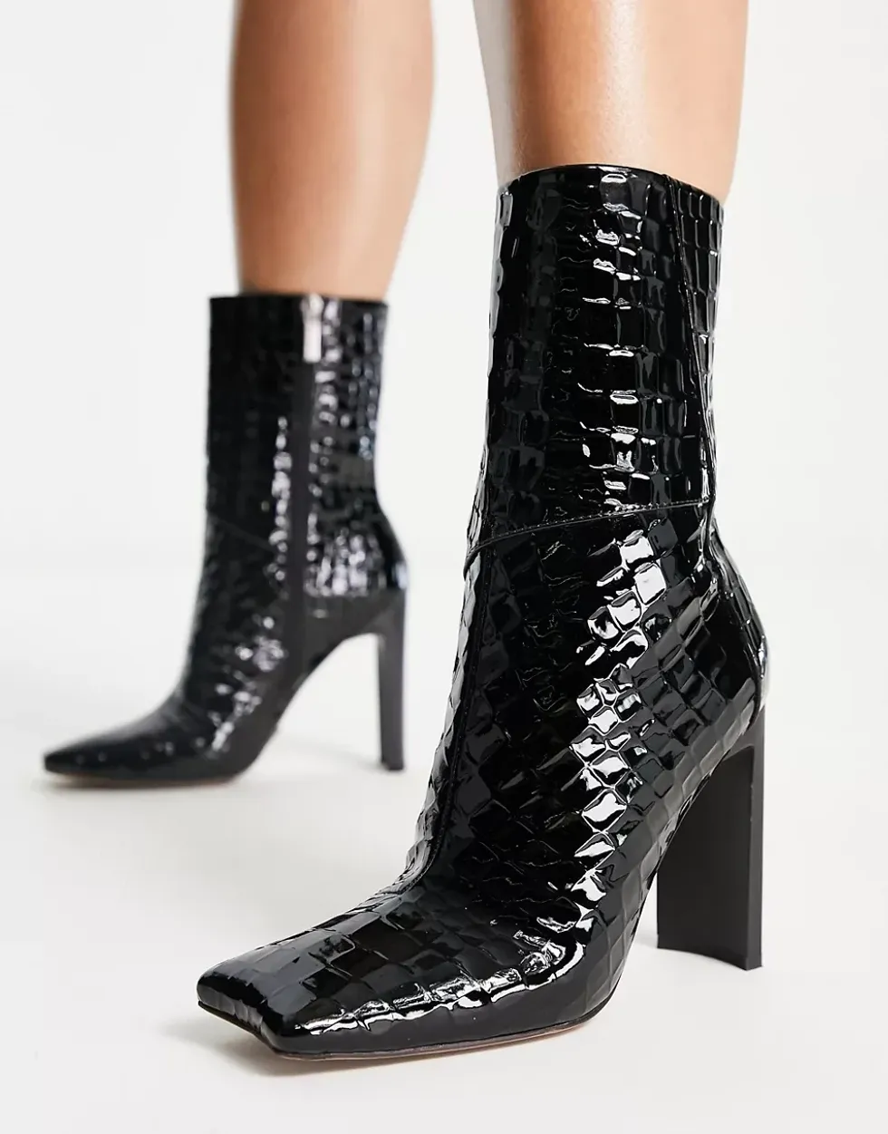 Black Croc Ankle Boots