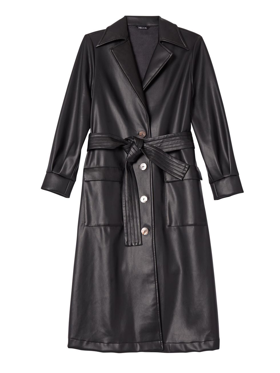 black leather trench coat