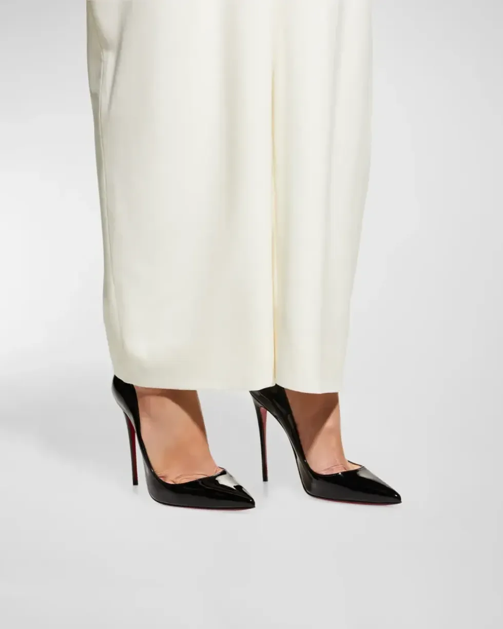 black patent leather pumps