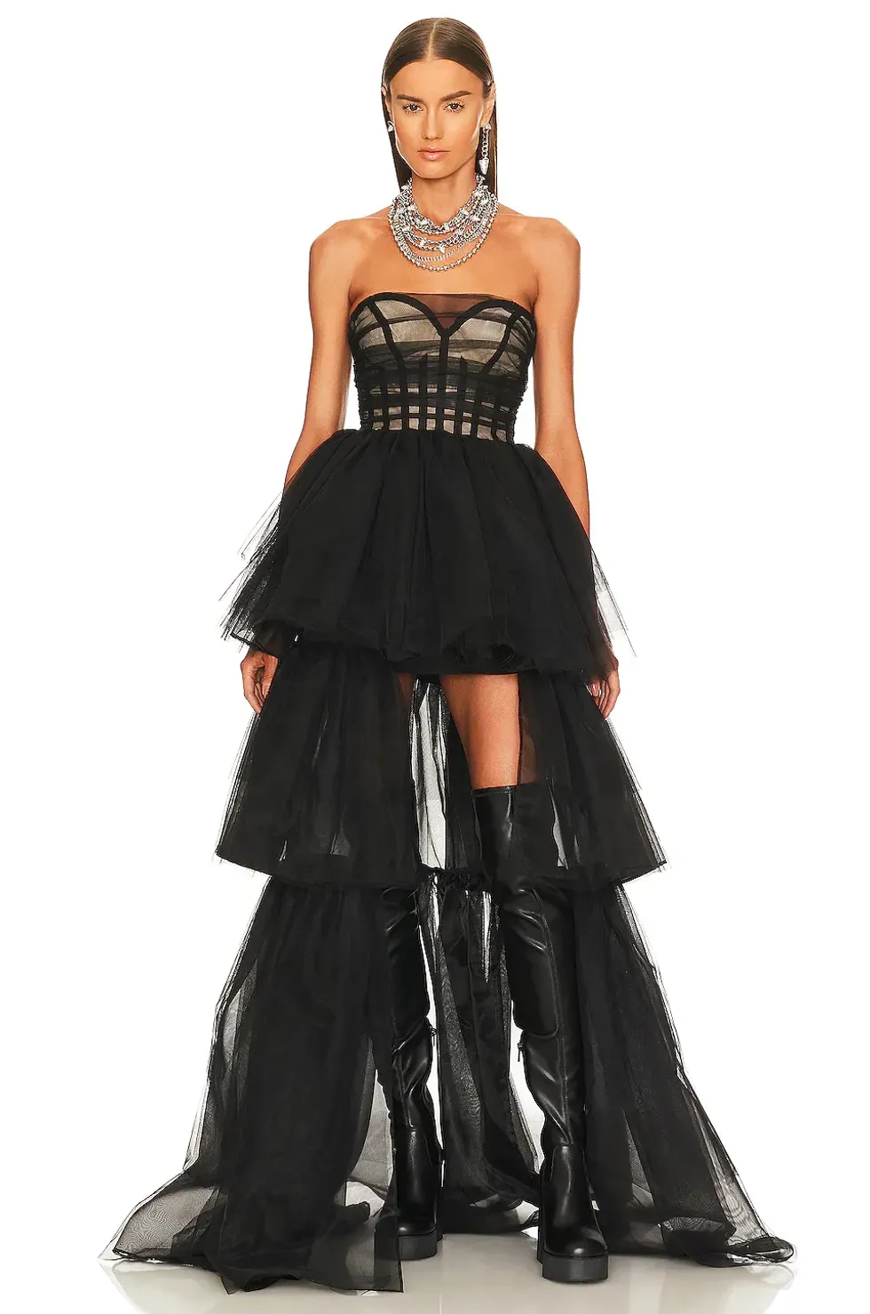 black tulle gown