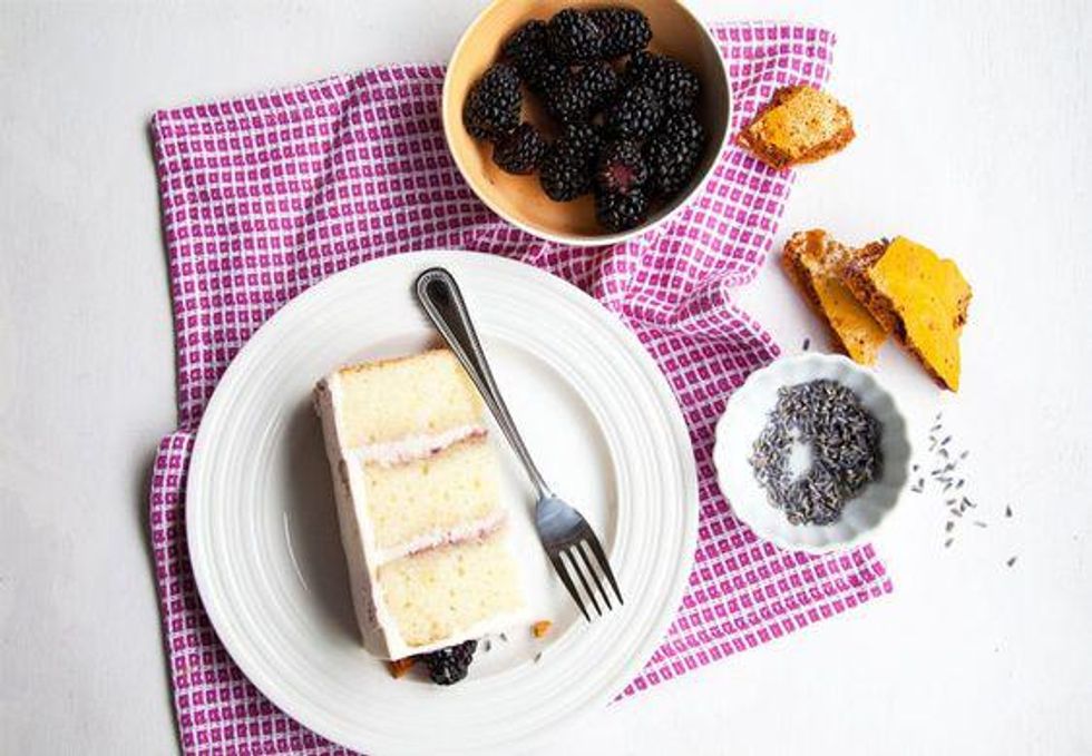 Blackberry Lavender Honeycomb Cake