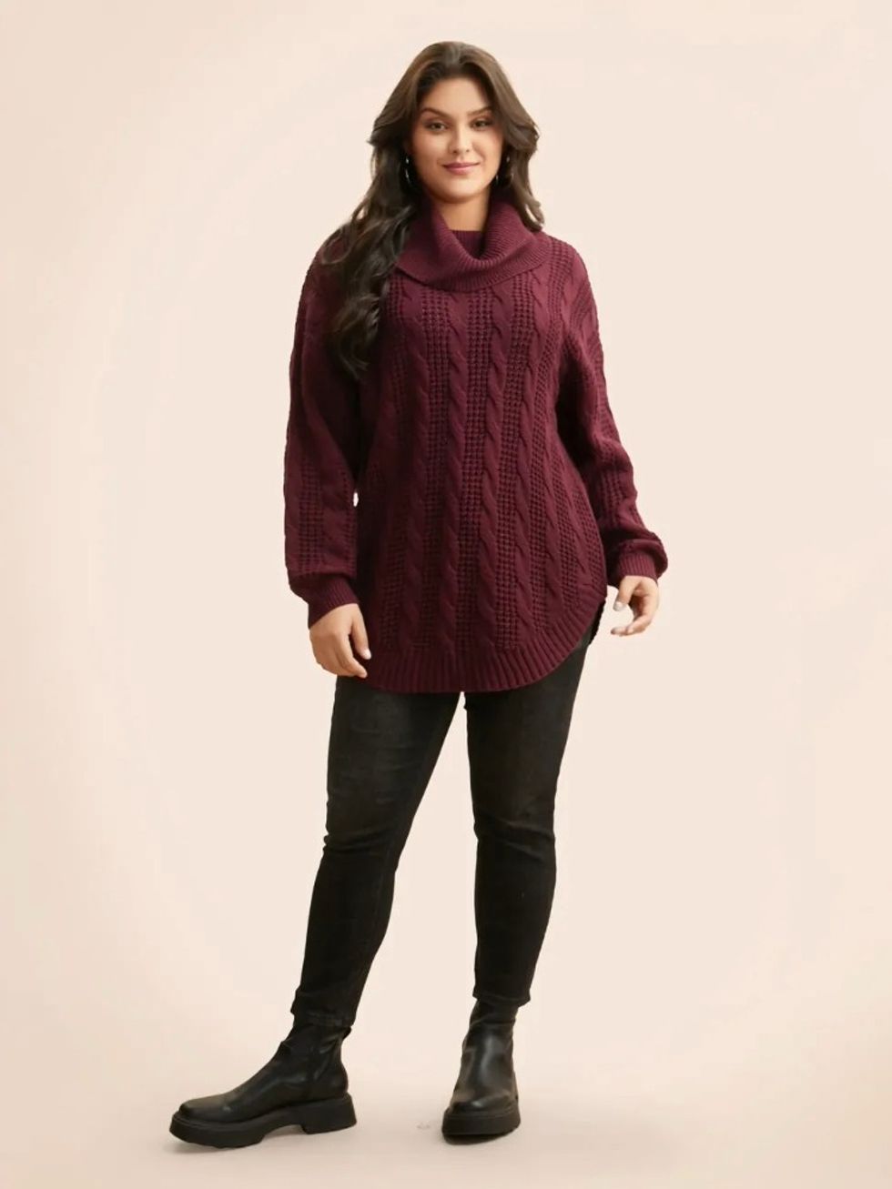 Bloomchic Turtleneck Cable Knit Sweater