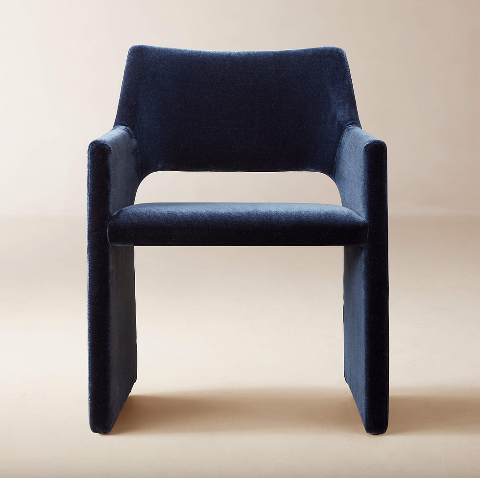 blue armchair