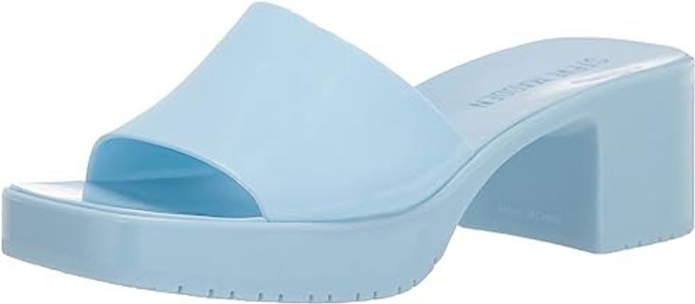 blue chunky heeled platform sandal