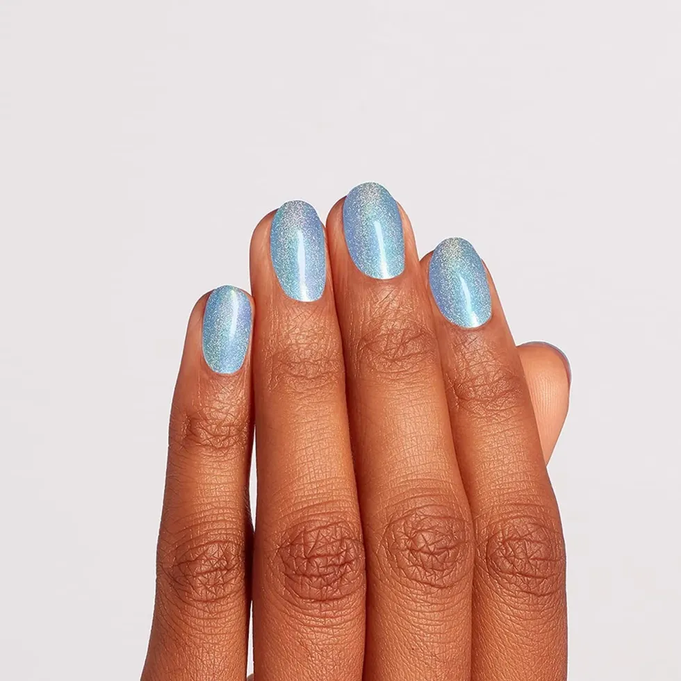 blue glitter nails