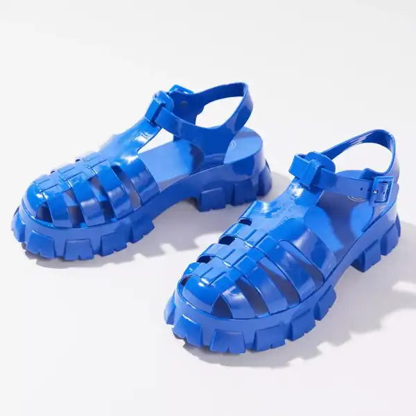 blue jelly fisherman sandals