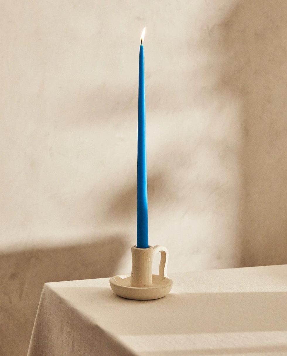 Blue Taper Candle