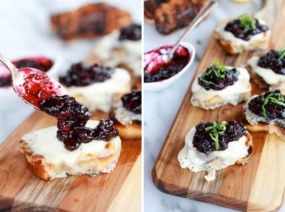 Blueberry Basil Balsamic Mozzarella Crisps