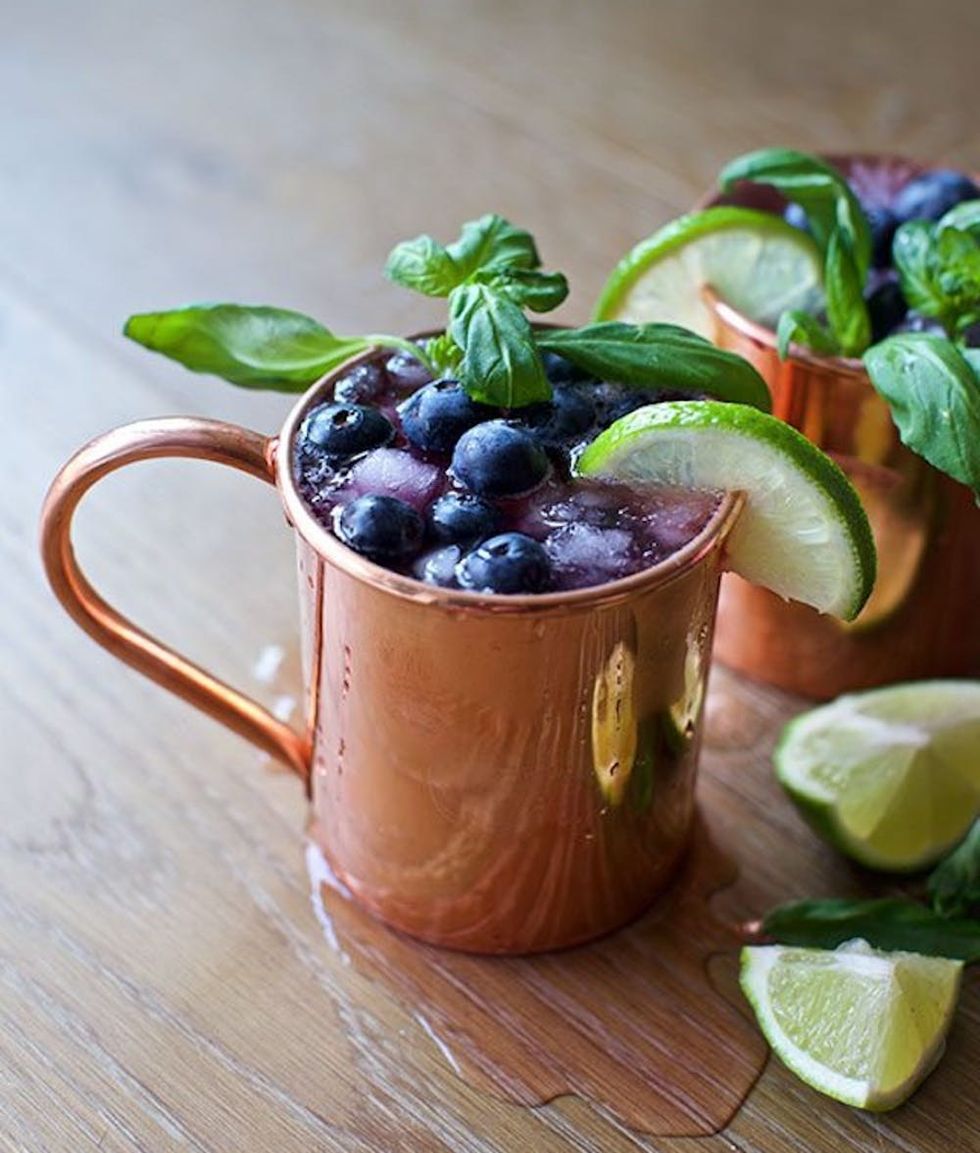 Blueberry Basil Moscow Mules