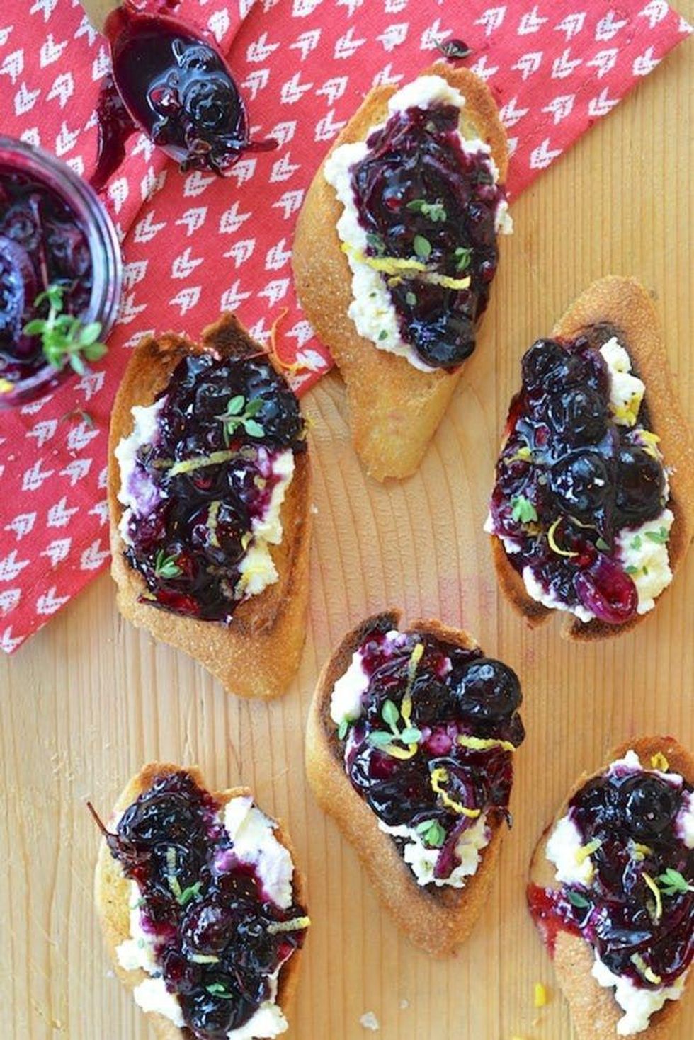 blueberry chutney on cheese and bread