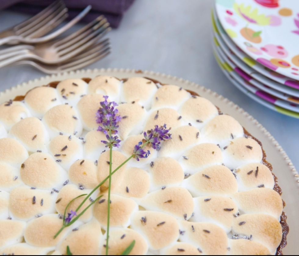 Blueberry Lavender Meringue Pie