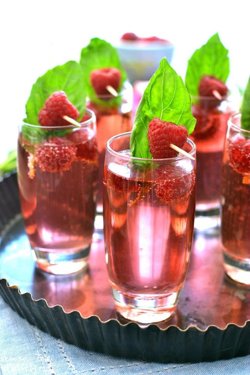 Blushing Raspberry Basil Champagne Spritzer