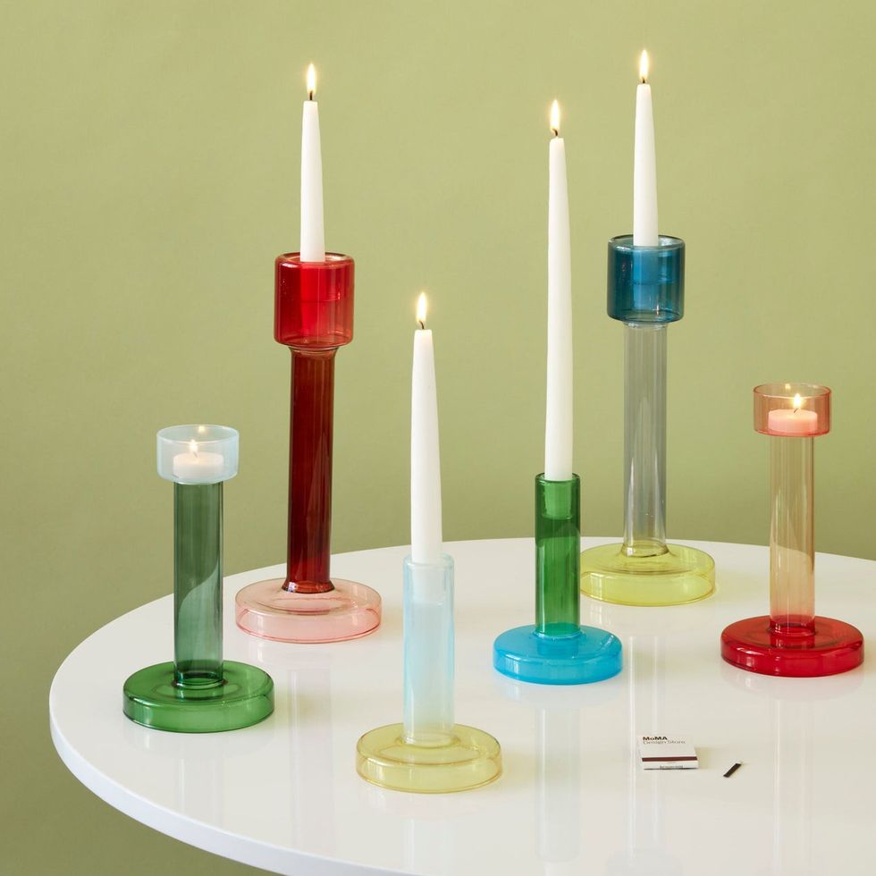 Bole Colorblock Glass Candlestick Holder