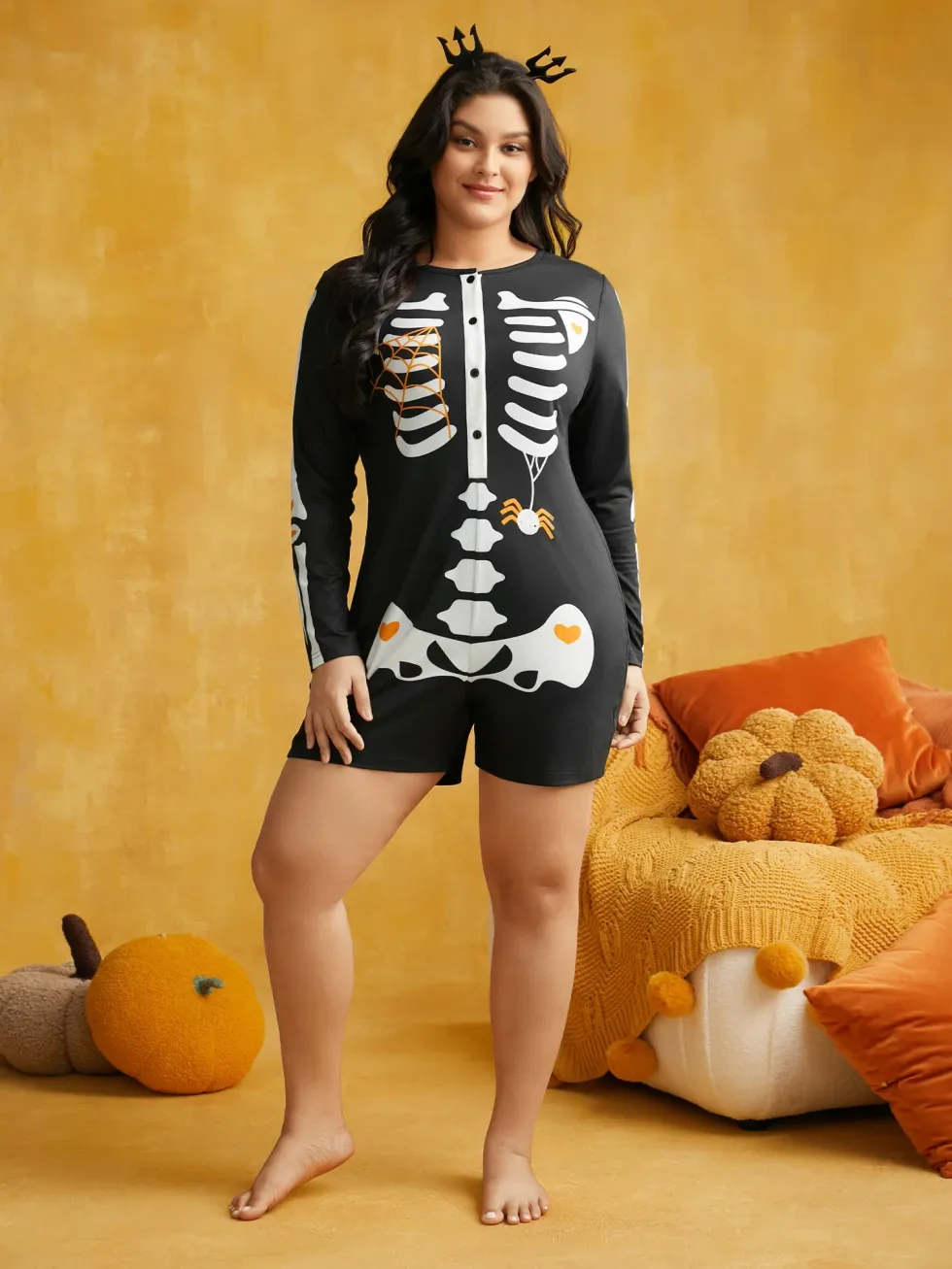 bone chilling skeletal sleep jumpsuit