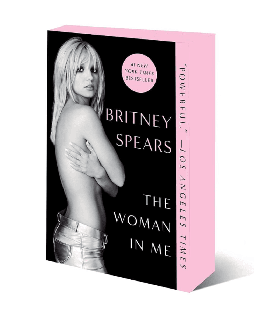 Book cover of "The Woman In Me" by Britney Spears with a black and white portrait.