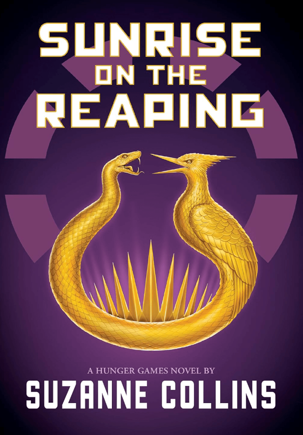Book cover: "Sunrise on the Reaping" with snake and bird insignia.