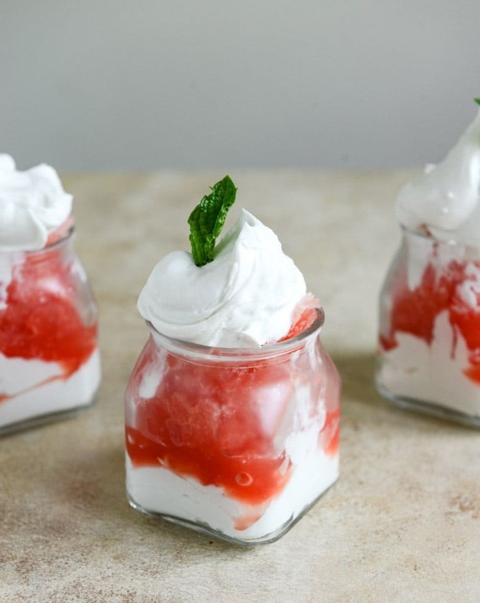 Boozy Watermelon Granitas with Coconut Whipped Cream